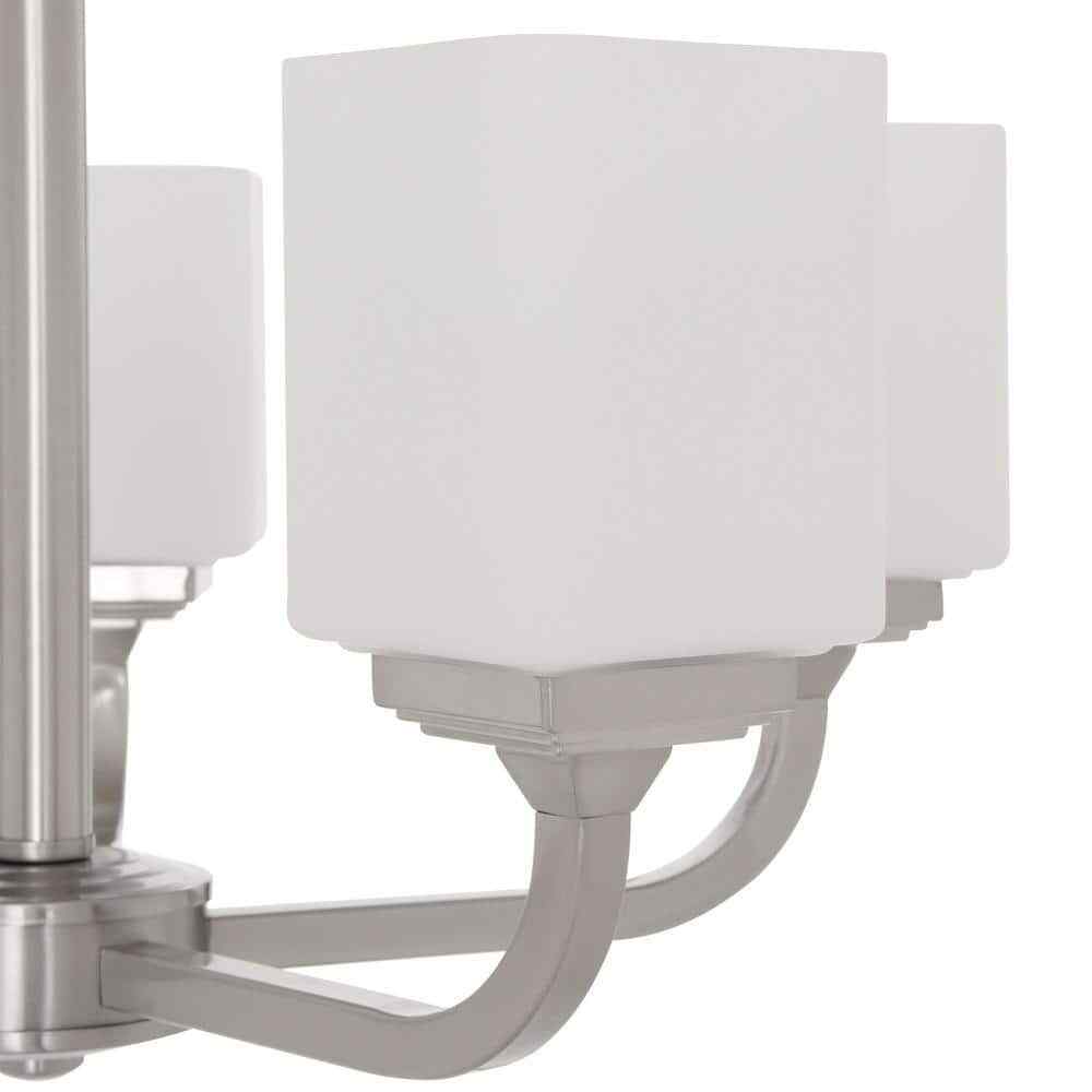 Hampton Bay 5-Light Brushed Nickel Chandelier with Frosted Glass Shades