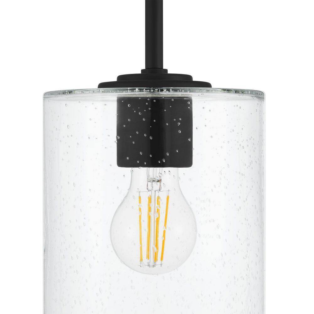Home Decorators Helenwood 1-Light Matte Black Craftsman Pendant Light
