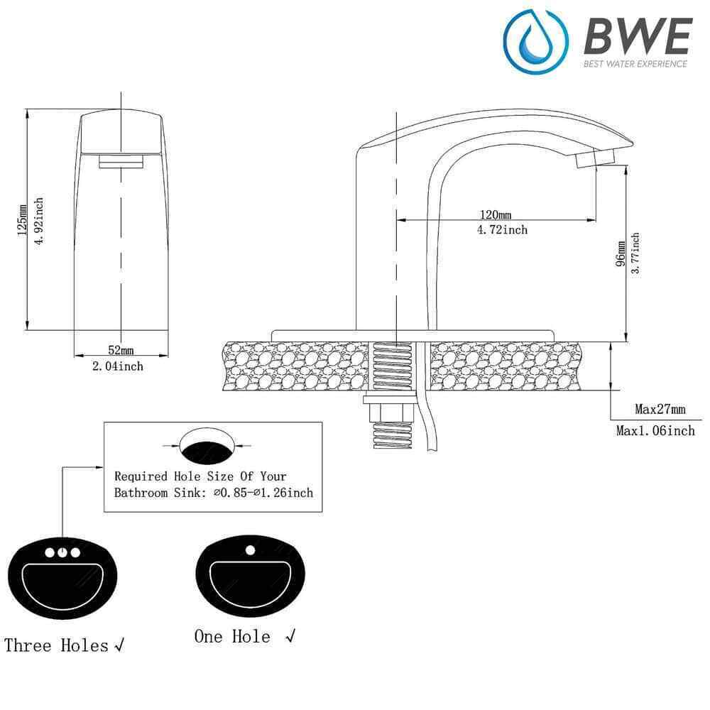 BWE Automatic Sensor Touchless Bathroom Sink Faucet With Deck Plate