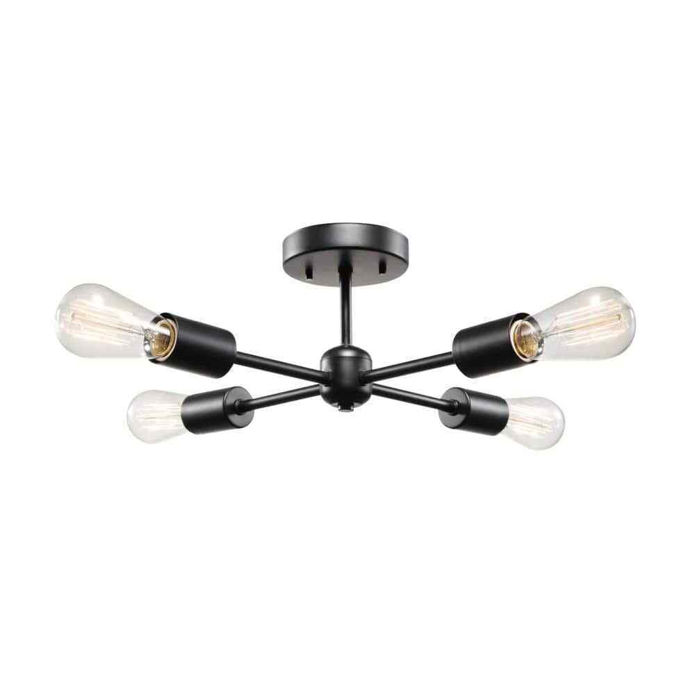 Globe Electric Vane 4-Light Matte Black Flush Mount Ceiling Light 66008