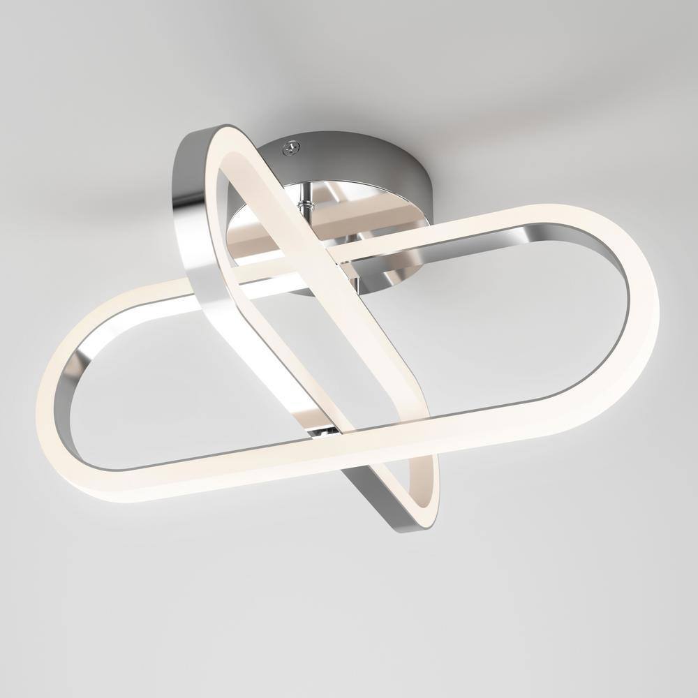 Artika Arlo 14 in. 1-Light Chrome LED Modern Flush Mount Ceiling Light