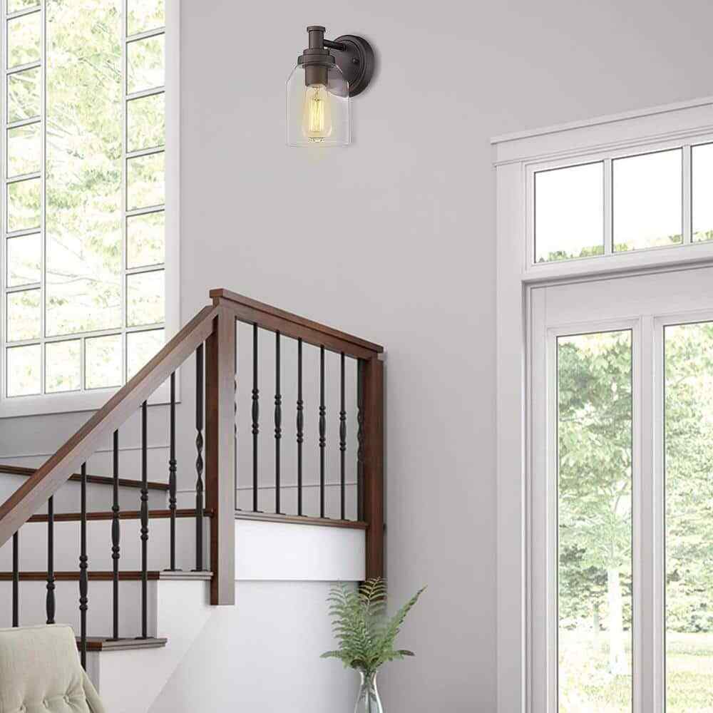 JAZAVA Oil Rubbed Bronze Finish with Clear Shade Vanity Sconces Lights