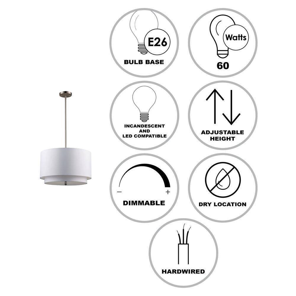 Bel Air Lighting Schiffer 18 in. 3-Light Brushed Nickel Kitchen Pendant Light