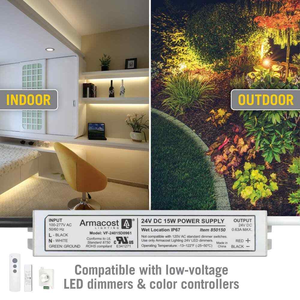 Armacost Lighting 15W Standard Wet Location LED Driver 24-Volt DC Transformer