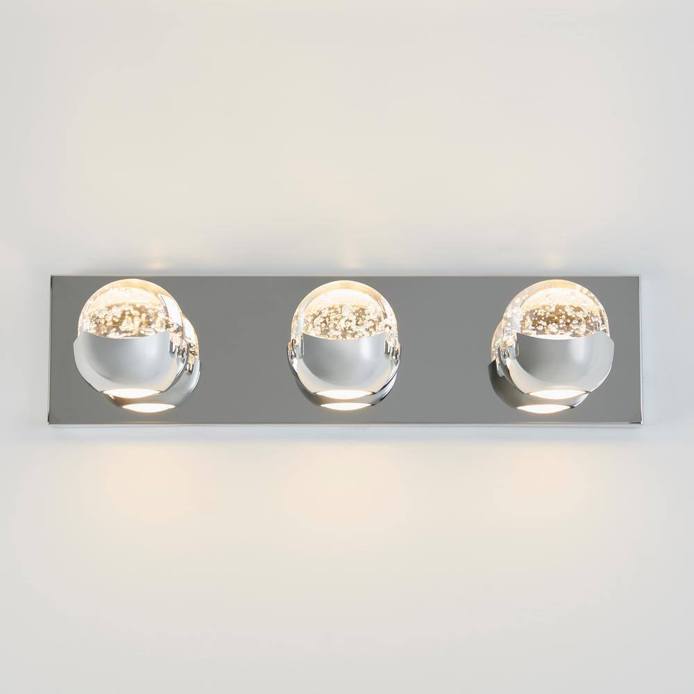 Artika Oracle 20 in. 3 Light Chrome Modern Integrated LED 5 CCT Vanity Light Bar