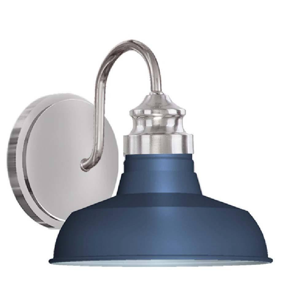 Hampton Bay Elmcroft 7.63 in 1-Light Brushed Nickel Modern Farmhouse Wall Sconce
