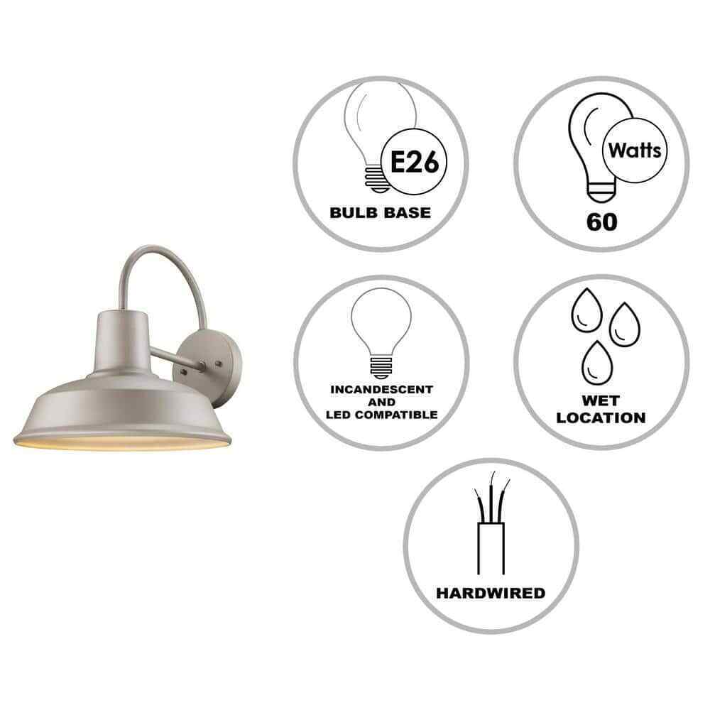 Bel Air Lighting Tacoma 1-Light Silver Farmhouse Outdoor Barn Light Wall Sconce