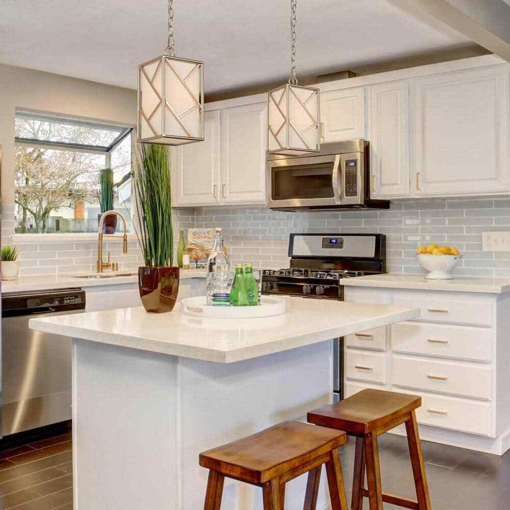 Uolfin Gold 1-Light Modern Geometric Lantern Kitchen Island Pendant Light