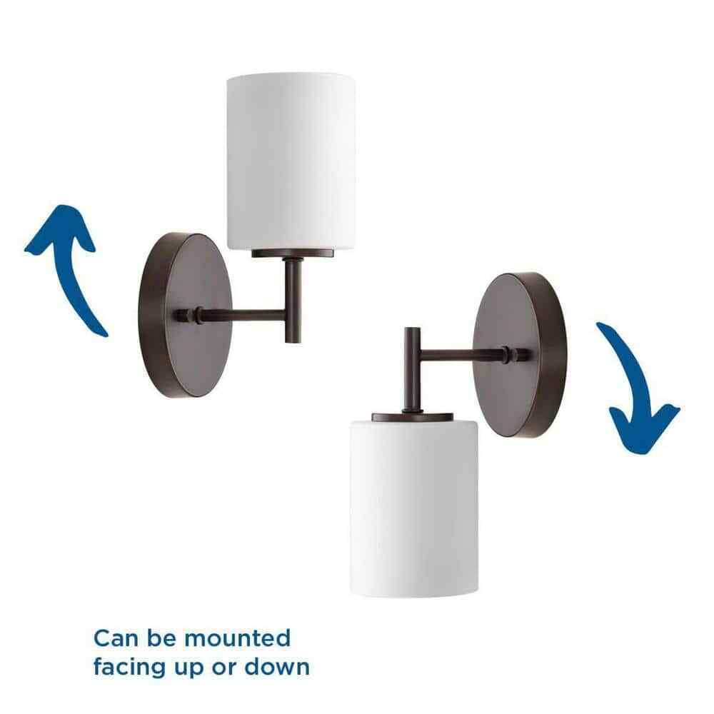 Progress Lighting Replay 5-1/4 in. Bronze Etched White Glass Vanity Wall Light