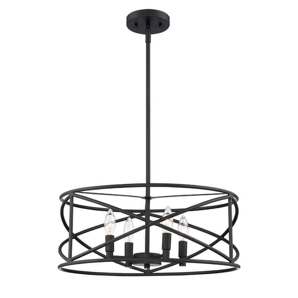 Hampton Bay Hastings 4-Light Satin Bronze Dining Room Chandelier w/ Cage Shade