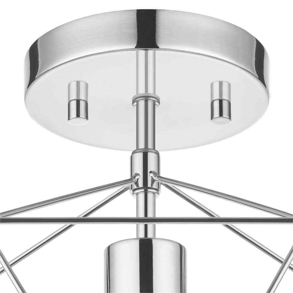 Hampton Bay Winfield 9.5 in. 1-Light Chrome Semi-Flush Mount with Geometric Cage