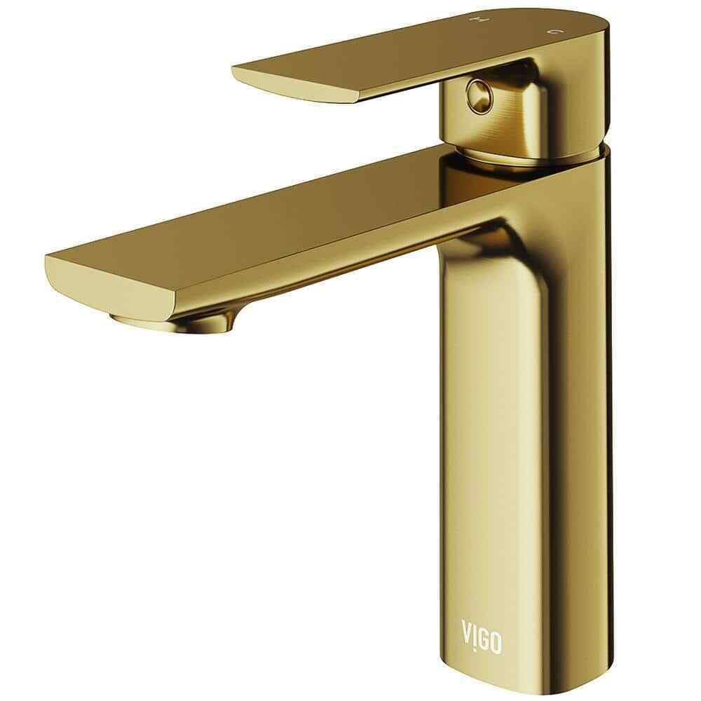 VIGO Davidson Single Handle Single-Hole Bathroom Faucet in Matte Brushed Gold