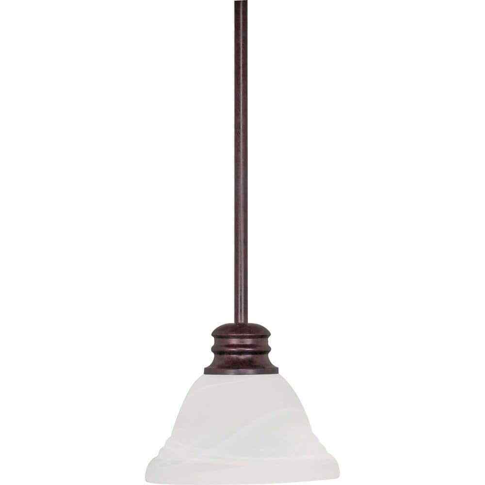 SATCO Empire 100W 1-Light Old Bronze Shaded Mini Pendant Light w/ Glass Shade