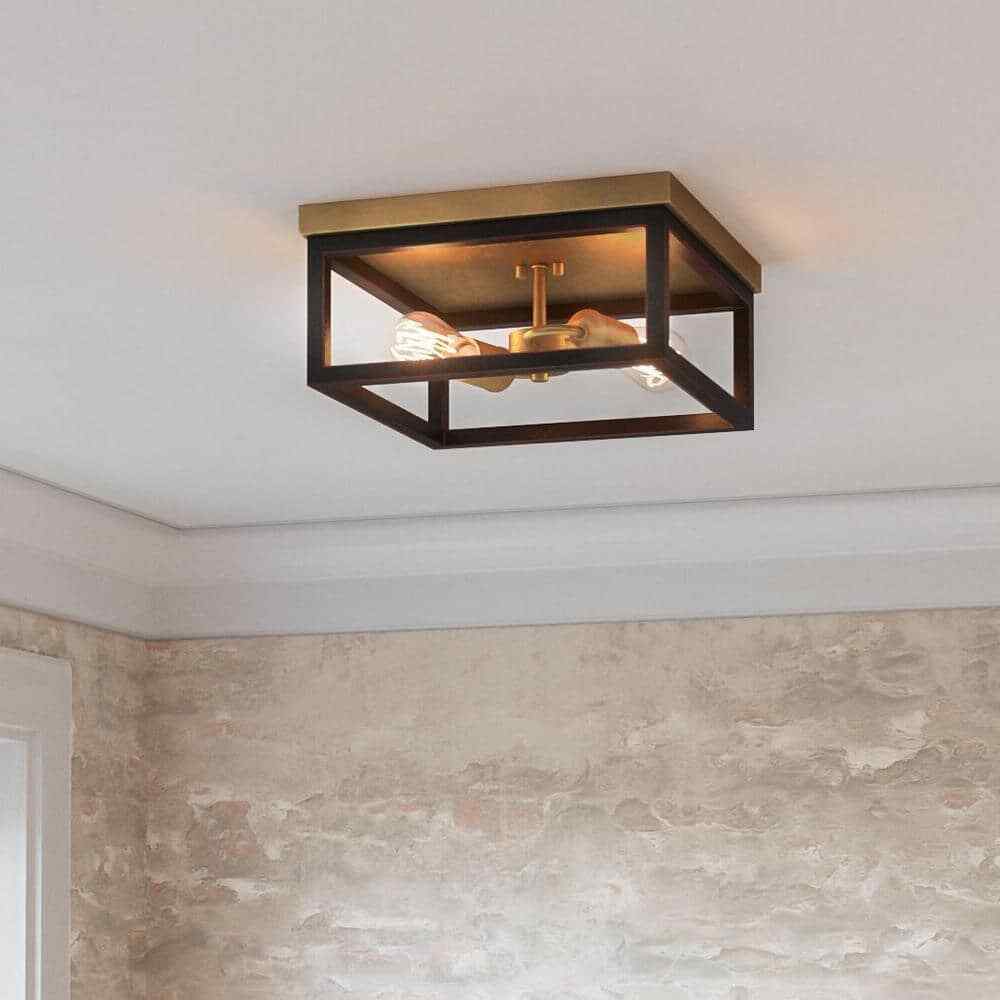 Hampton Bay Boswell Quarter 12-1/2 in. 2-Light Farmhouse Flush Mount