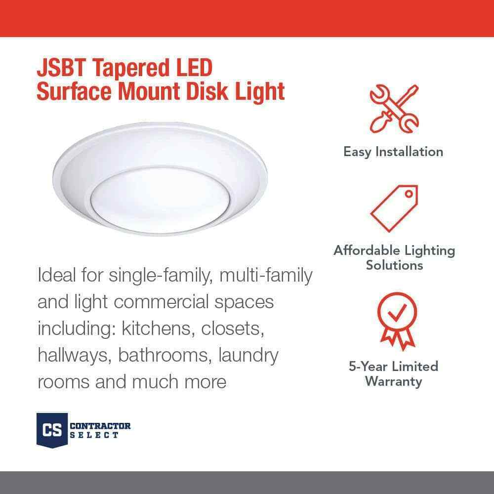 Juno JSBT 7.72 in. Matte White Wet Location Integrated LED Flush Mount Fixture