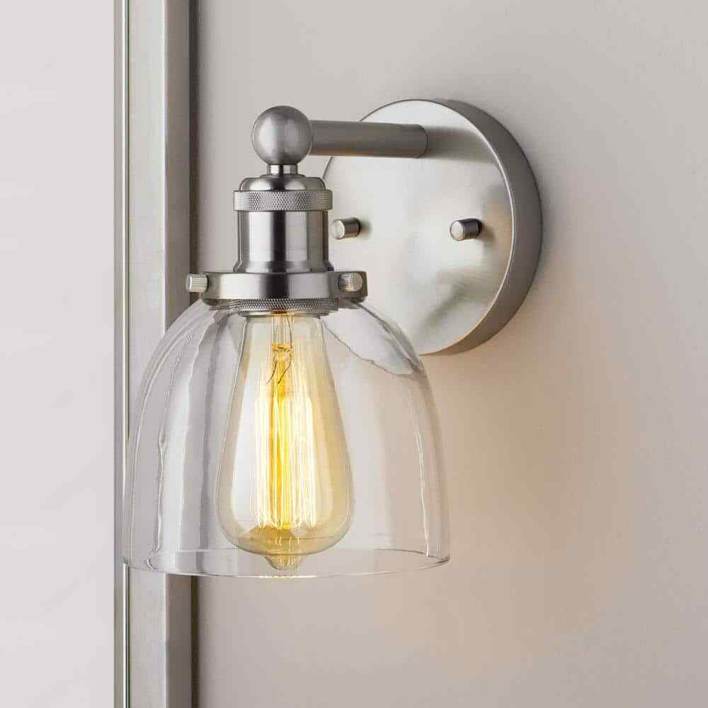 Home Decorators Evelyn Brushed Nickel Modern Industrial Indoor Wall Sconce