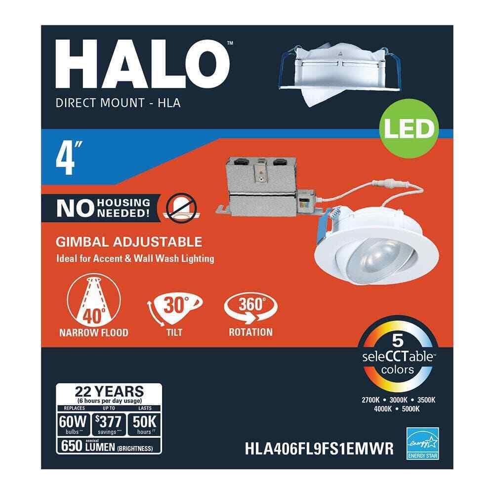 Halo HLA 4 in. Canless Recessed Narrow Beam Adjustable Gimbal Trim LED Kit
