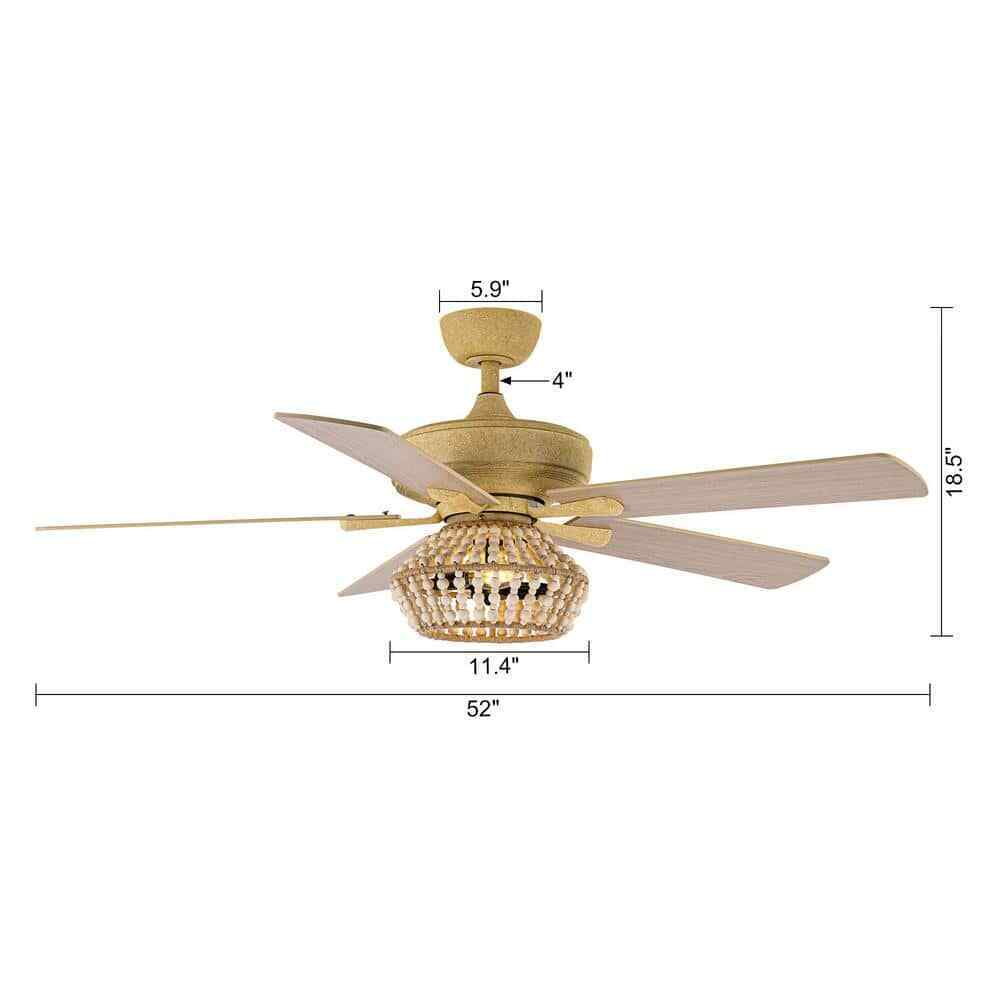 Flint Garden 52 in. Weathered Gold Ceiling Fan w/ Light Kit and Remote Control