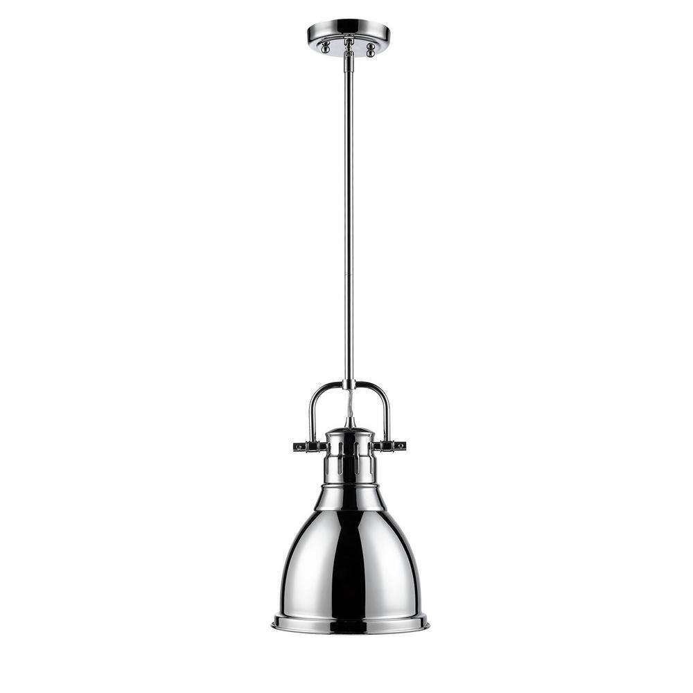 Golden Lighting Duncan 1-Light Chrome 8.8 in. Pendant with Chrome Shade