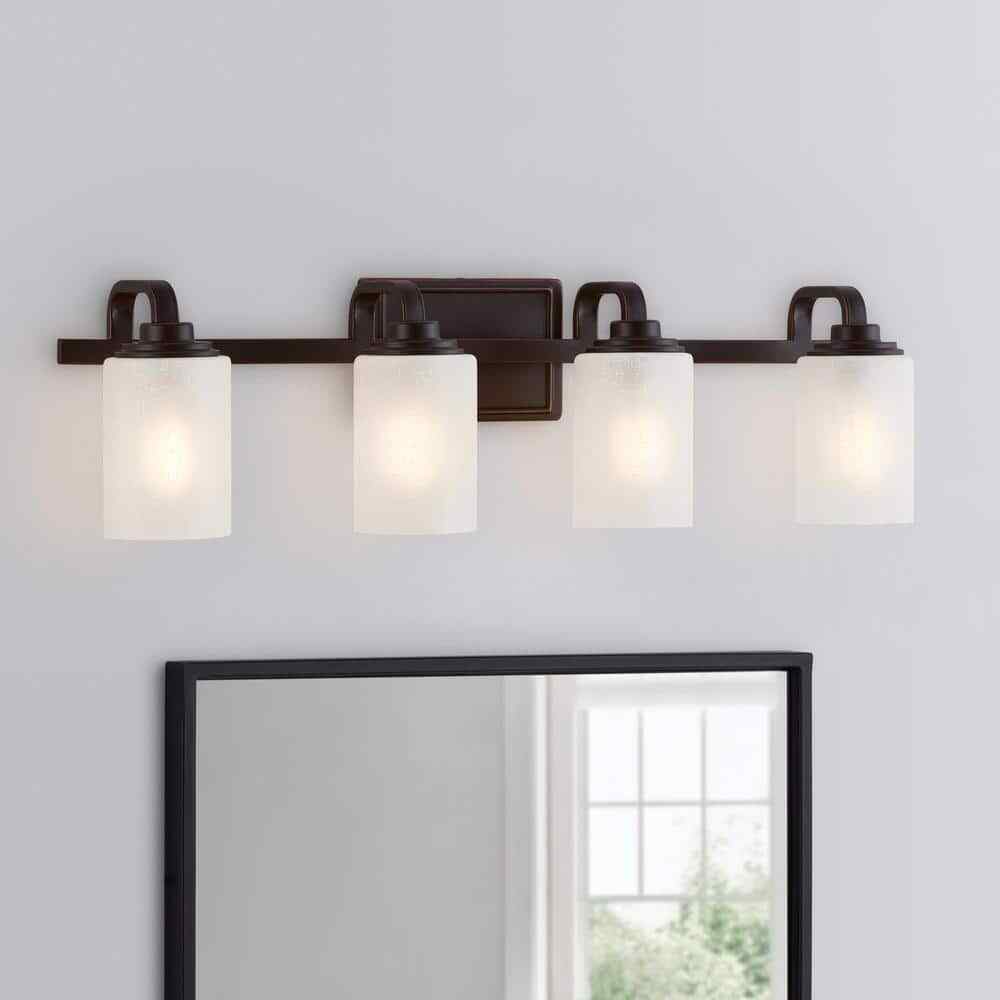Hampton Bay Hartford Lake 29 in. 4-Light Oil Rubbed Bronze Bathroom Vanity Light