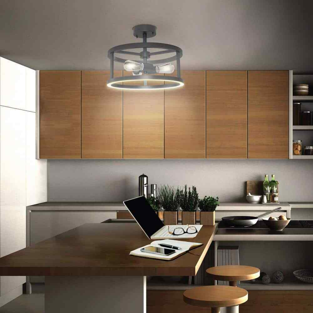 Feit Electric Katalyst 15 in. 3-Light Matte Black Color Selectable CCT LED