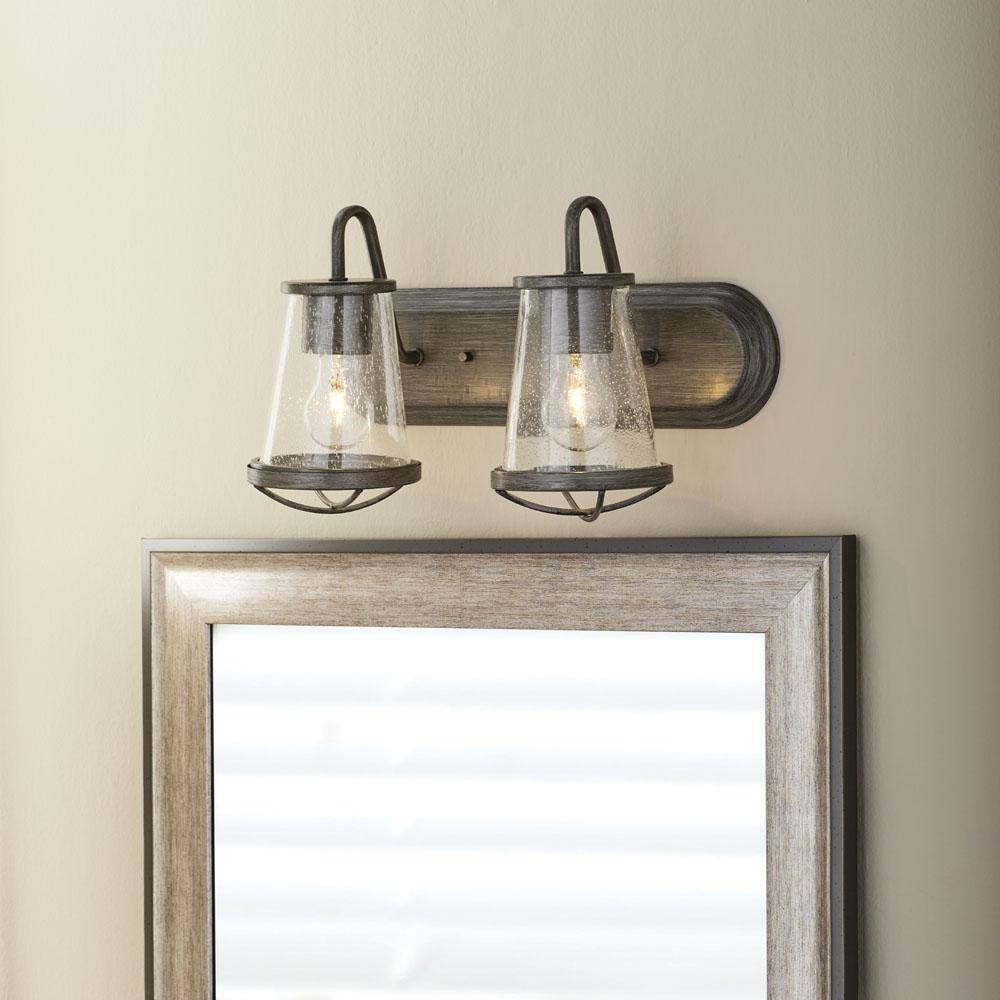 Home Decorators Georgina 18 in. 2-light Weathered Iron Industrial Indoor Vanity