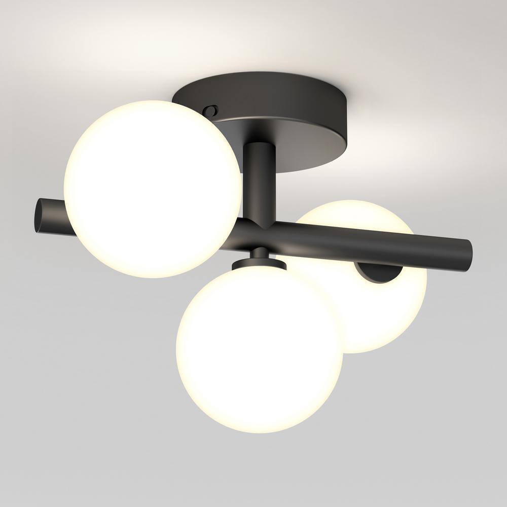Artika Bloom 13 in 3-Light Black Selectable LED Modern Flush Mount Light Fixture