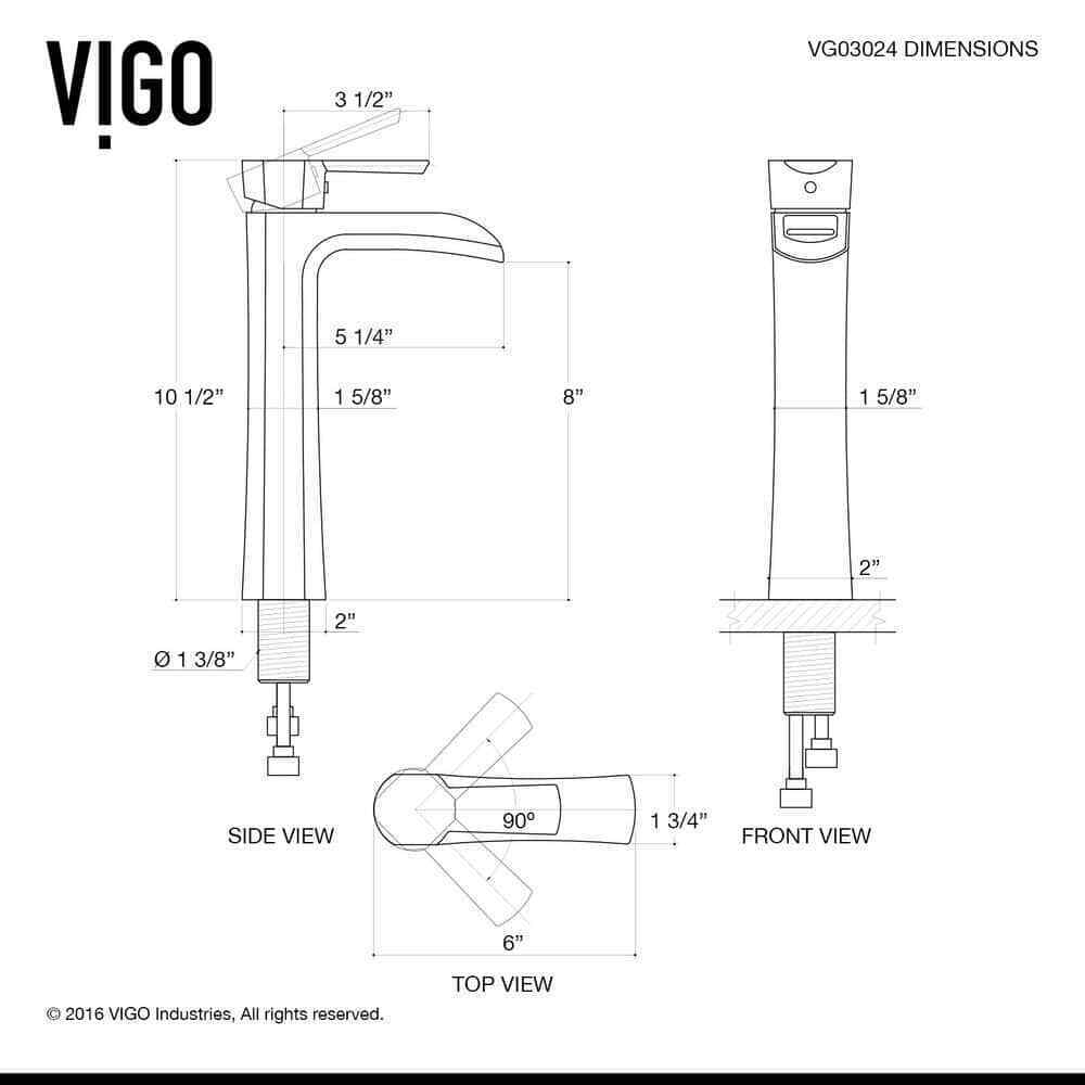 VIGO Niko Single Bathroom Vessel Faucet Set w/ Pop-Up Drain Set