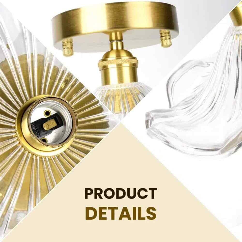TOZING 9 in. Gold Modern Lotus Leaf petal Flower Semi-Flush Mount Ceiling Light