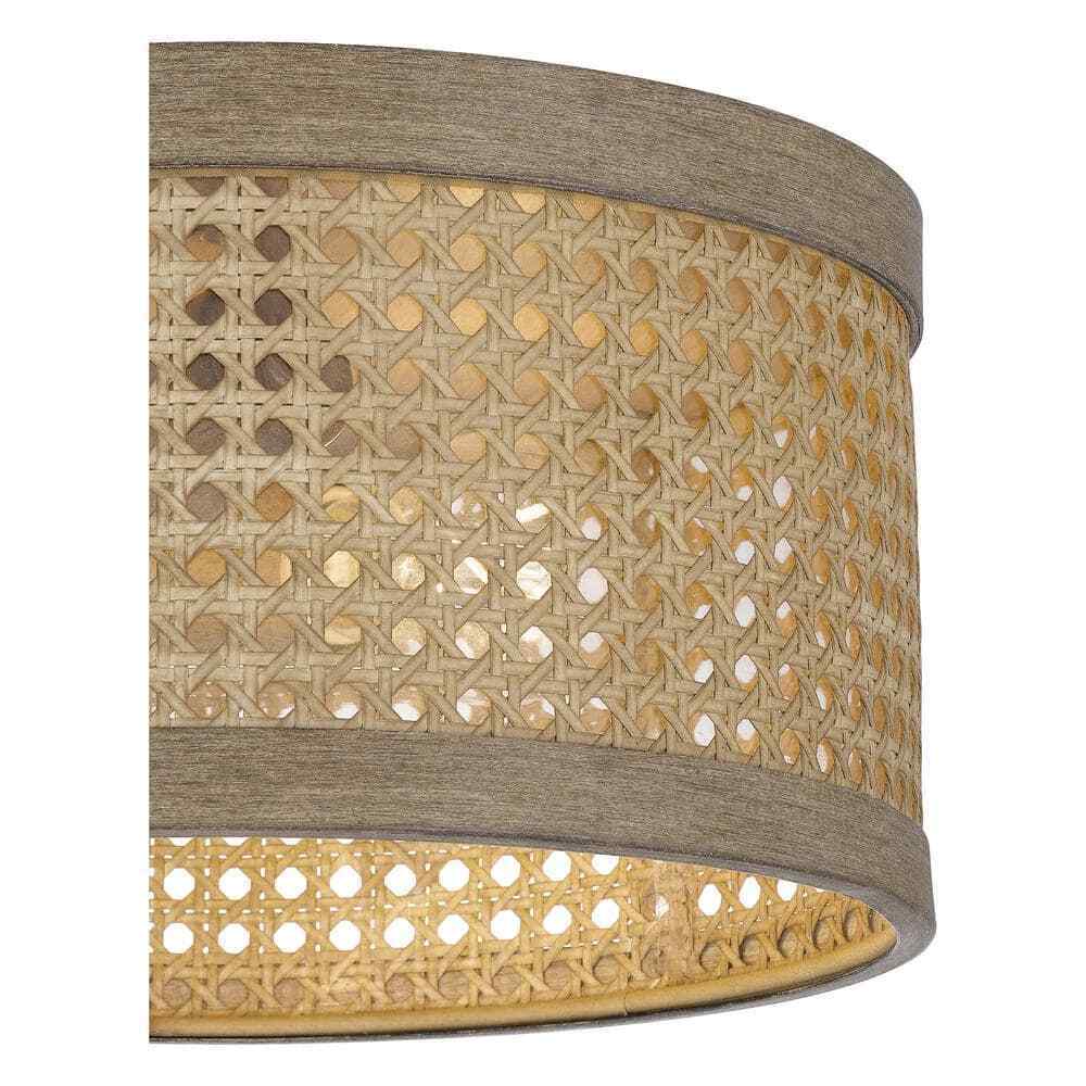Home Decorators Collection Beau 11.88 in. 2-Light Natural Wood Flush Mount
