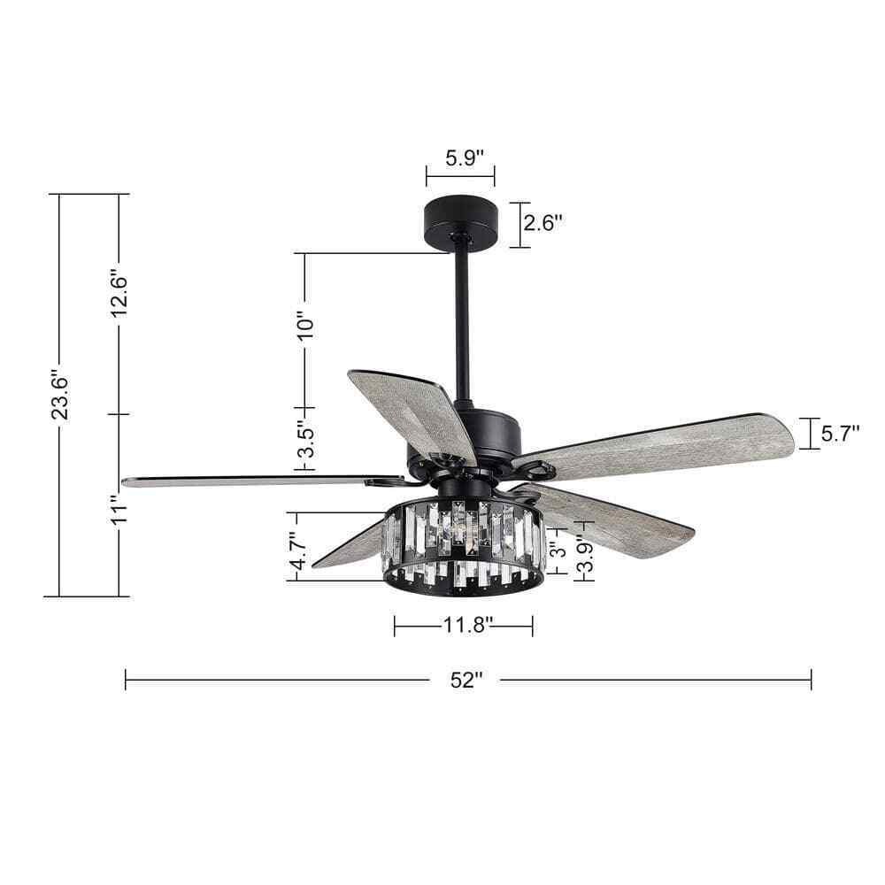 Breezary Sergio 52 in. Indoor Crystal Ceiling Fan w/ Remote Control and Light
