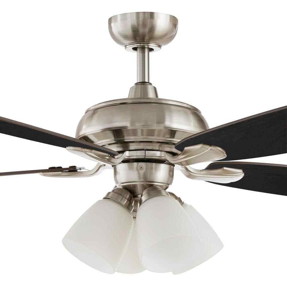 Hampton Bay Hollis 52 in. Indoor LED Brushed Nickel Dry Rated Ceiling Fan