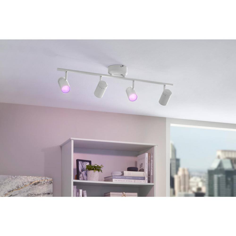 Hampton Bay Crosshaven 4-Light LED Track Ceiling Light Kit Powered by Hubspace