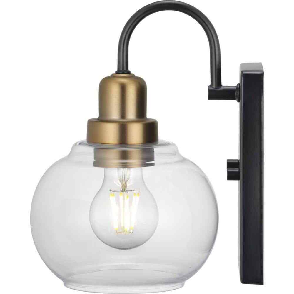 Home Decorators Halyn 4.5 in. 1-Light Matte Black Indoor Wall Sconce