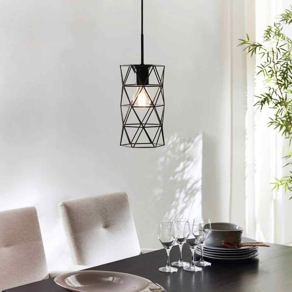 Eglo Estevau 2 5.71 in. W x 72 in. H 1-Light Matte Black Pendant Light