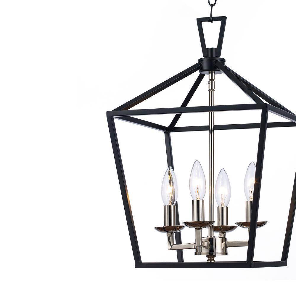 Bel Air Lighting Lacey 4-Light Black and Chrome Pendant Light Fixture