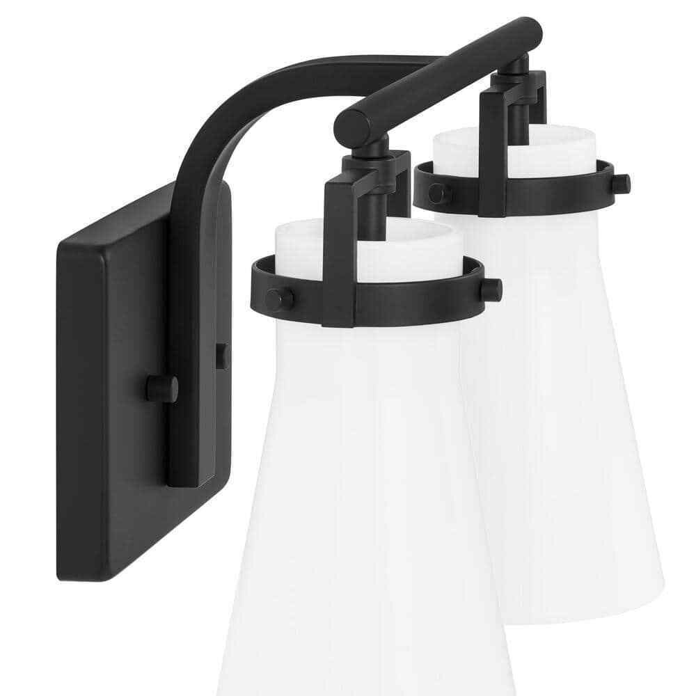 Home Decorators Clermont 14.75 in. 2-Light Matte Black Bathroom Vanity Light