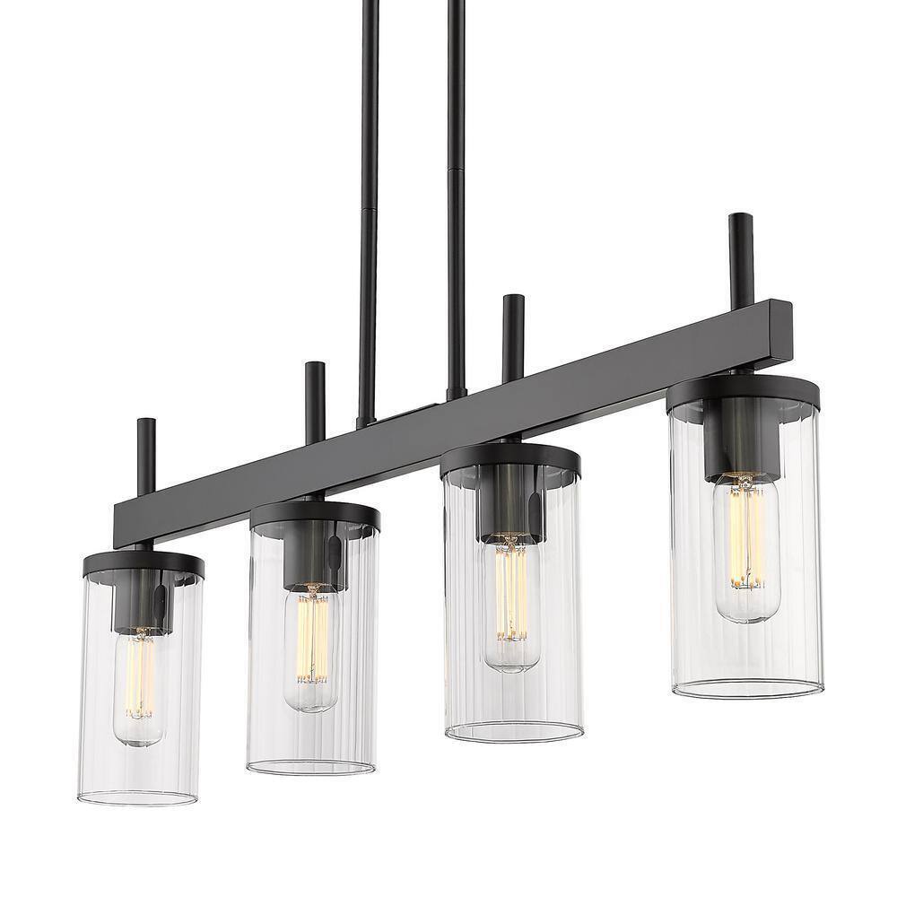 Golden Lighting Winslett 4-Light Matte Black Linear Pendant