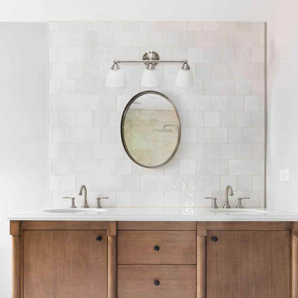 Simple Designs 25 in. Brushed Nickel Classic 3-Light Wall Mounted Vanity