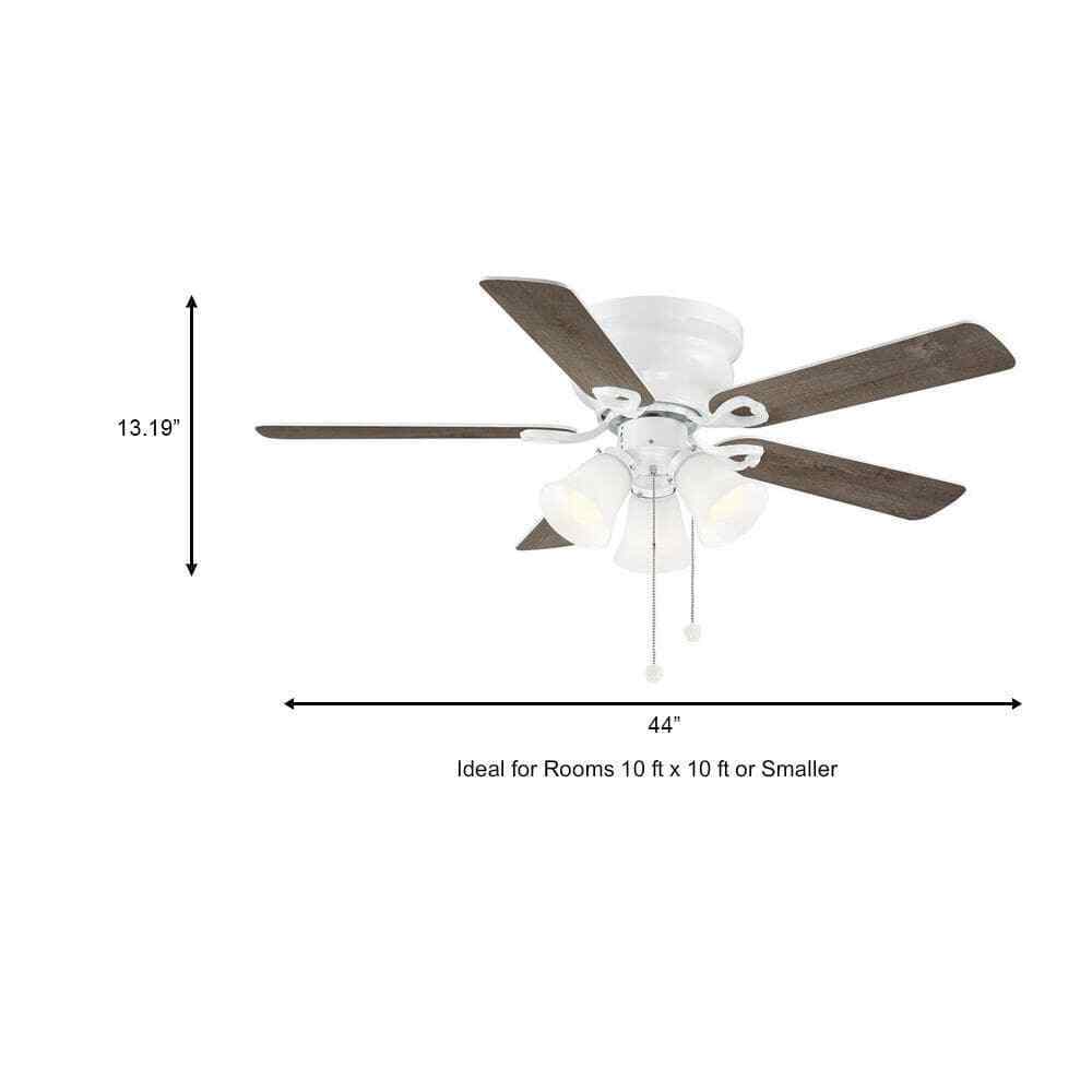 Clarkston II 44 in. LED Indoor White Ceiling Fan with Light Kit