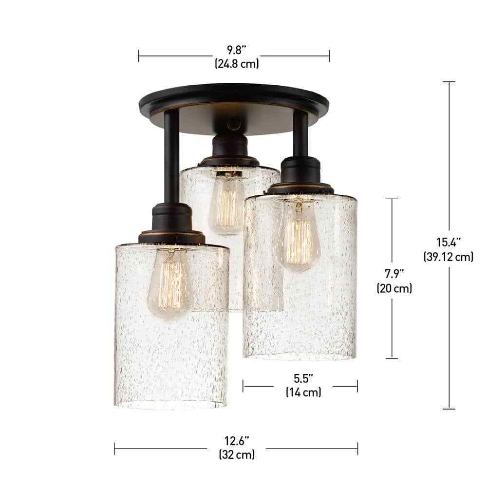 Globe Electric Annecy 3-Light Oil Rubbed Bronze Semi-Flush Mount Light 65904