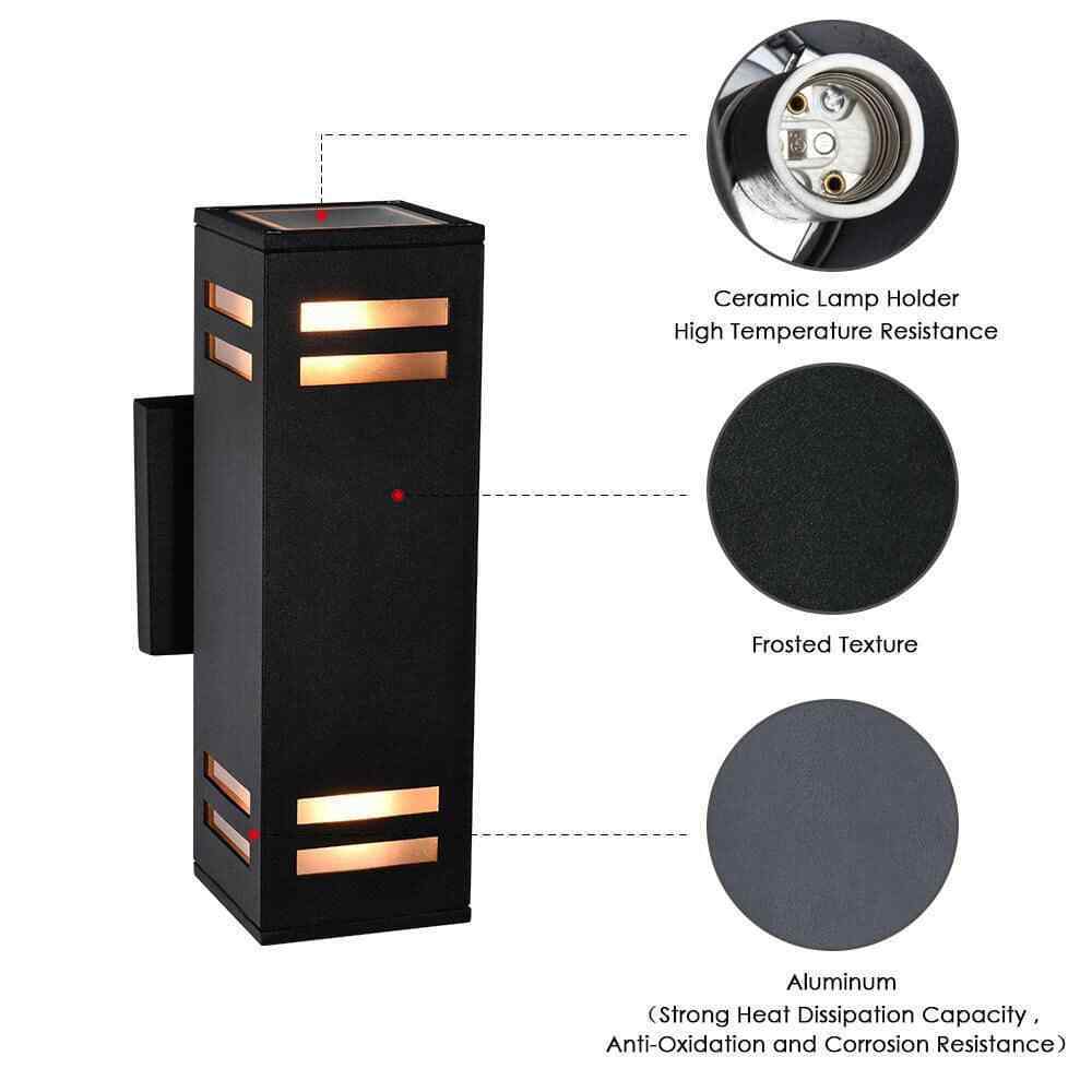 RRTYO 2-Light Matte Black Outdoor Waterproof Wall Lantern Exterior Sconce
