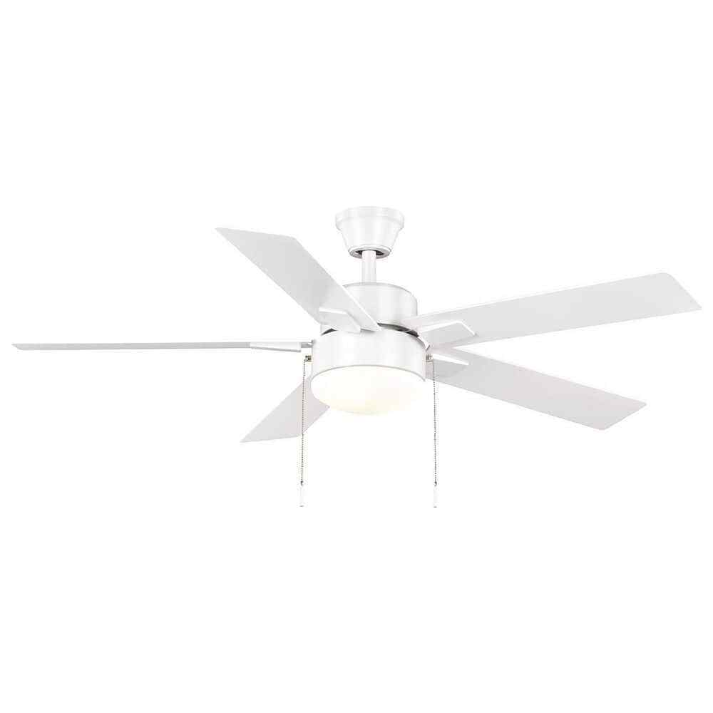 Hampton Bay 52" Corwin Indoor/Outdoor Matte White LED Ceiling Fan w/ Light Kit