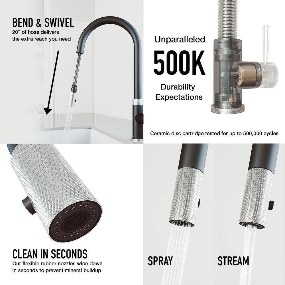 VIGO Bristol Pull-Down Sprayer Kitchen Faucet in Stainless and Black