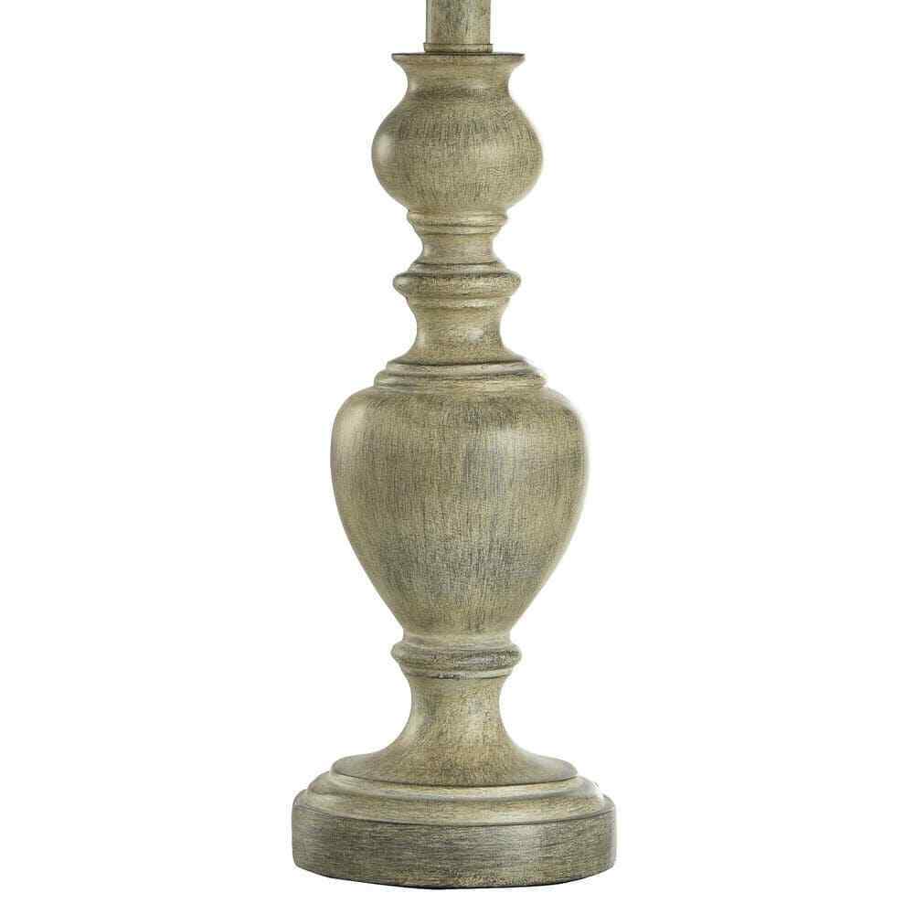 StyleCraft 25 in. Distressed Table Lamp with Gray/Cream Hardback Fabric Shade