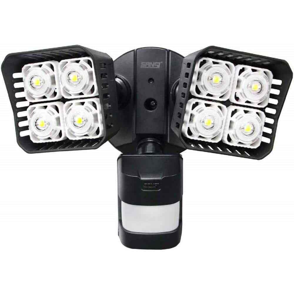 SANSI 30-Watt 3400 Lumens Black Motion Activated Outdoor LED 5000K Flood Light