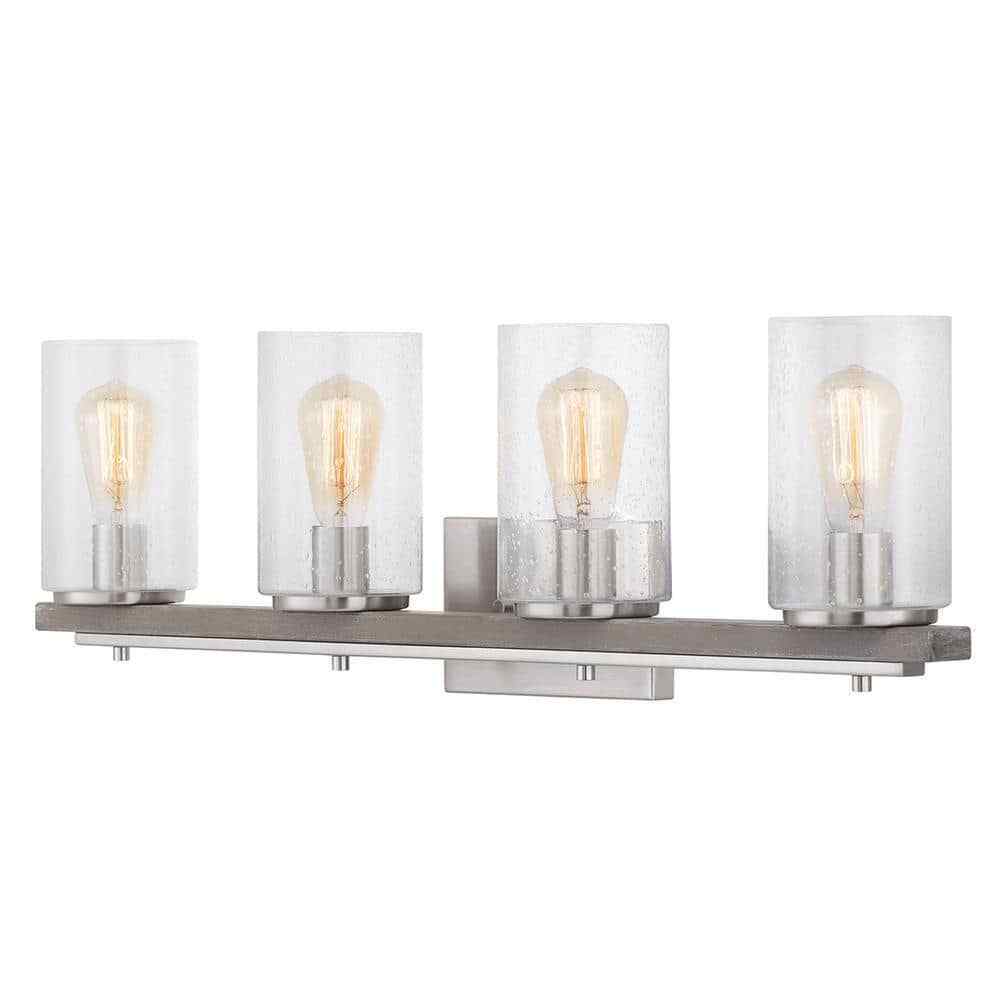 Hampton Bay Boswell Quarter 33 in. 4-Light Brushed Nickel Farmhouse Vanity Light