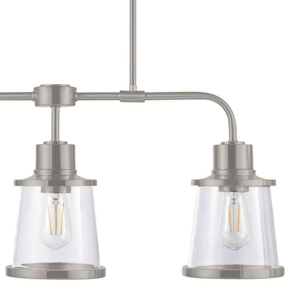 Hampton Bay Rigby 3-Light Brushed Nickel Linear Dining Room Chandelier