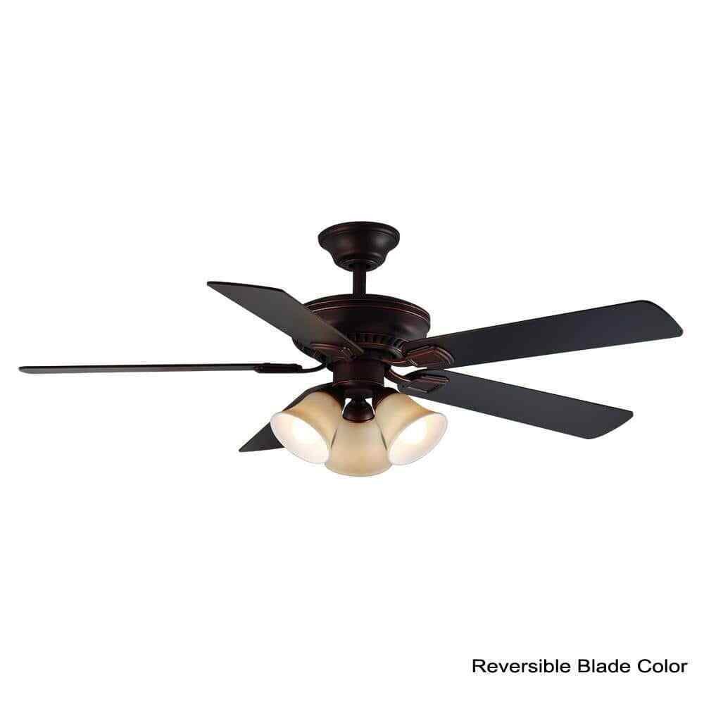 Hampton Bay Campbell 52 in. Indoor LED Bronze Ceiling Fan w/ Light and remote