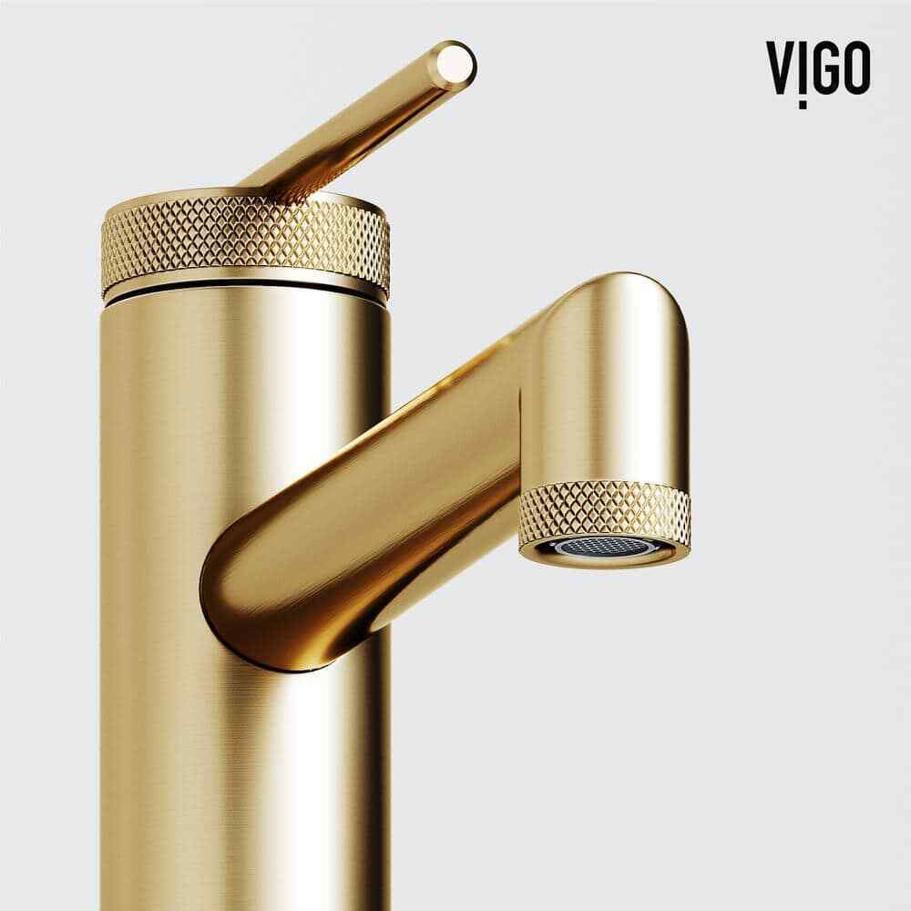 VIGO Sterling Single-Hole Bathroom Vessel Faucet in Matte Brushed Gold